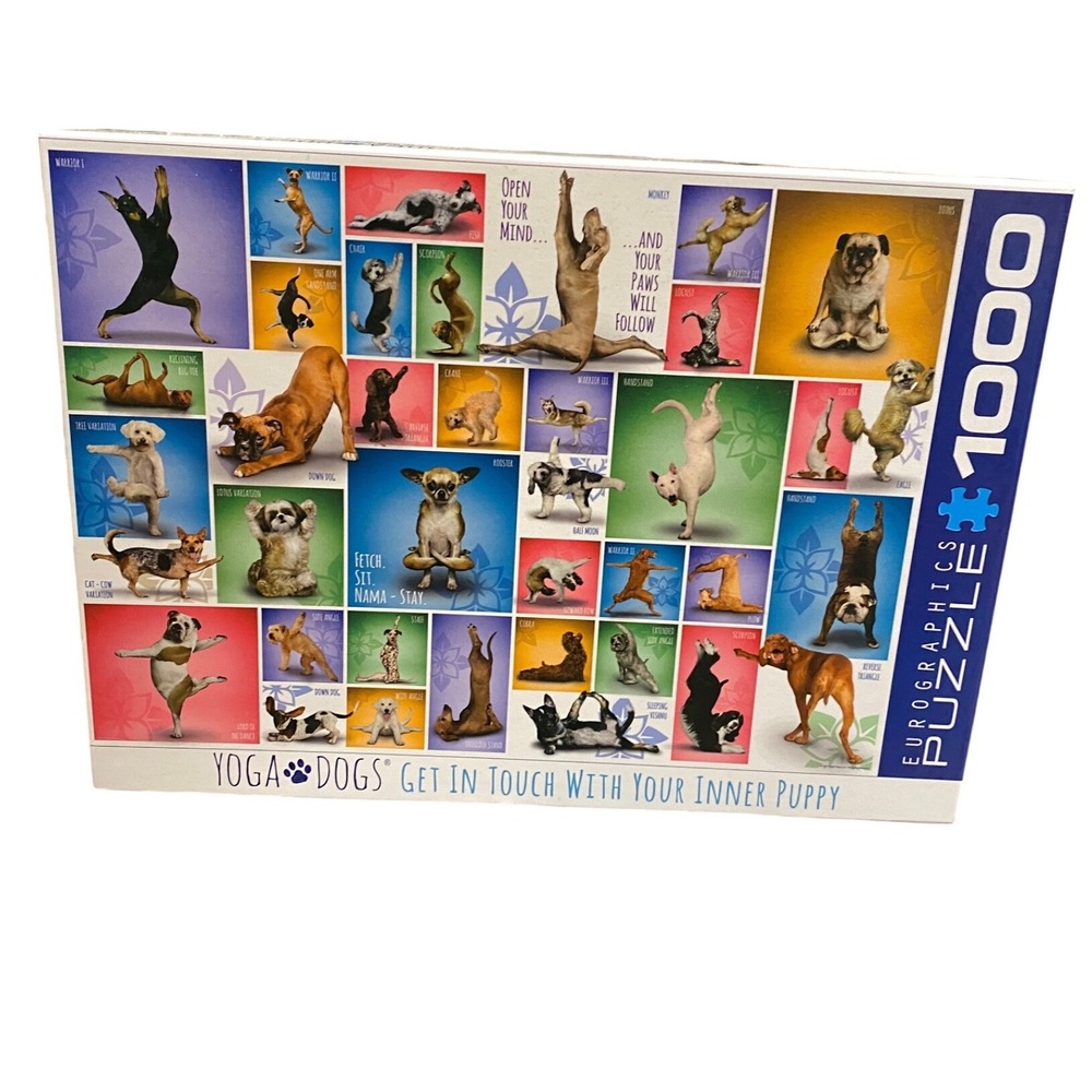 Eurographics Yoga Dogs 1000‎ Piece Jigsaw Puzzle Fun Canine Poses New sealed